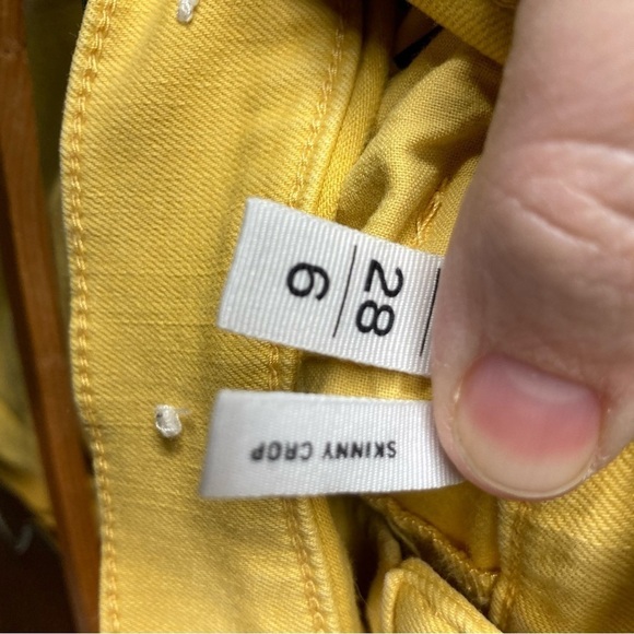 Loft yellow skinny crop jeans raw hem size 28/6 - Picture 5 of 7